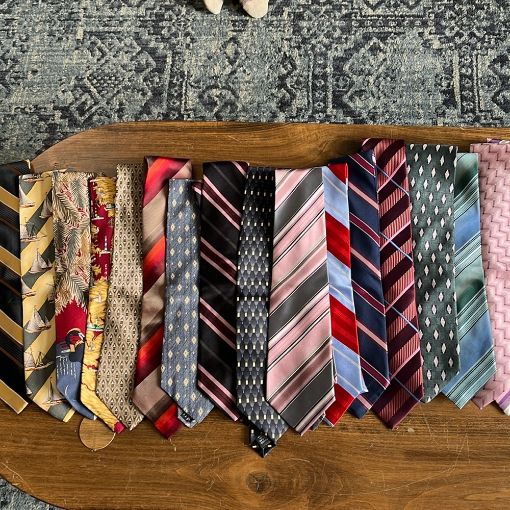 17!!! Brand name ties in excellent condition! Rainbow of colors and brand names!